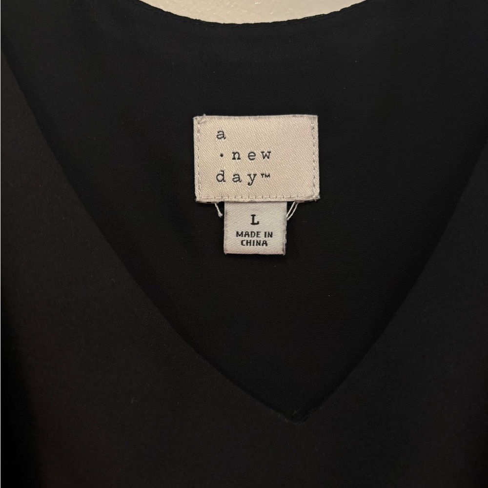 A New Day Classic Black V-Neck Blouse